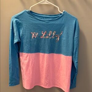 Lilly Pulitzer Girls Blue and Pink Long Sleeve Top
